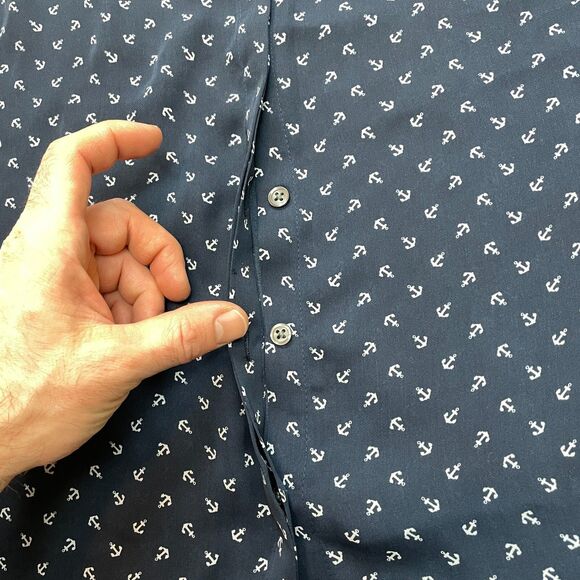 Banana Republic Blouse Top Womens 2 Navy Blue Nautical Sleeveless Button Up - Picture 4 of 11